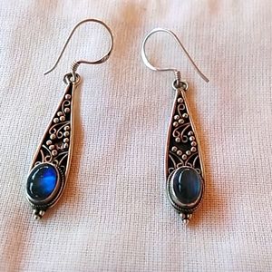 Sterling silver earrings with blue stone.